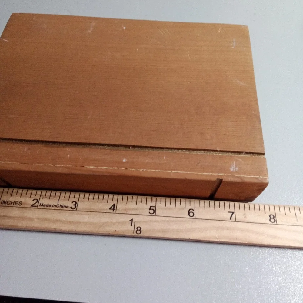 Vintage Hand Carved Wooden Faux Book Decorative Shelf Sitter Rustic Brown 7.5in